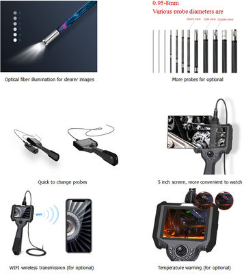 Draagbare industriële optische endoscoop IP54 360° volrichting articulatie
